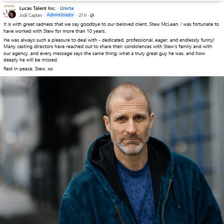 El mensaje de despedida de la agencia de talentos que representaba a McLean (Foto: Facebook Lucas Talent Inc.)
