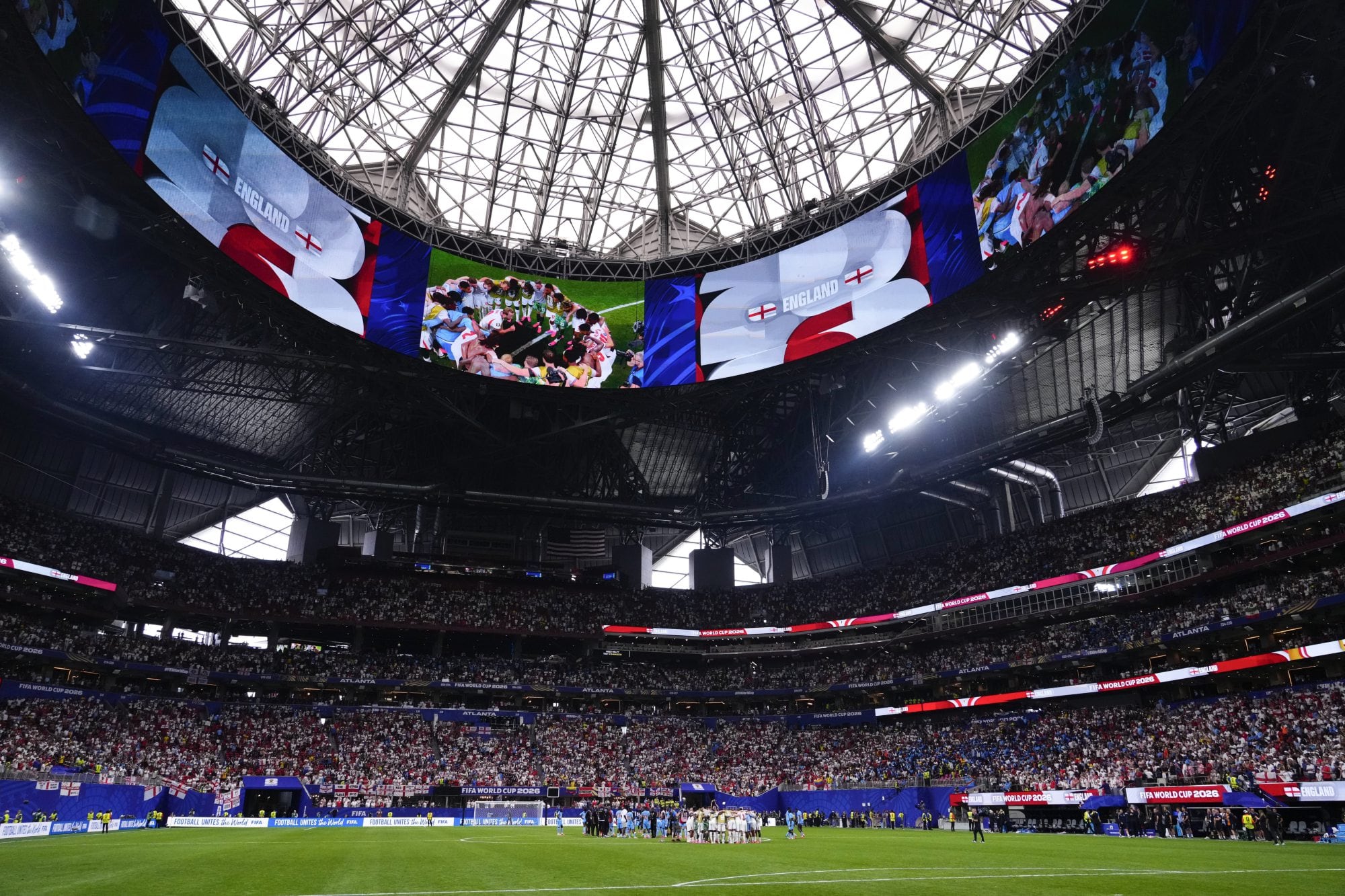 Una vista interna del imponente Atlanta Stadium; aquí jugarán Argentina e inglaterra