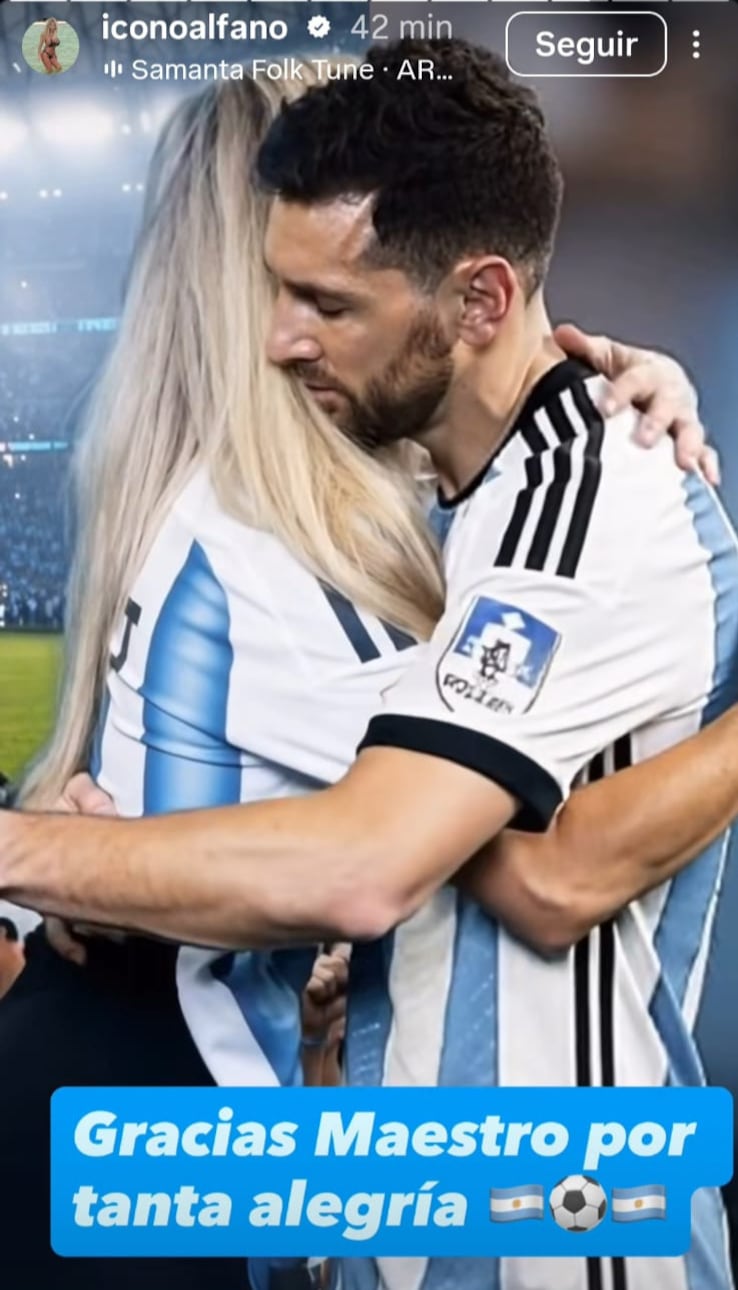 Graciela Alfano compartió una imagen creada con inteligencia artificial en la que se la ve a ella abrazada a Lionel Messi