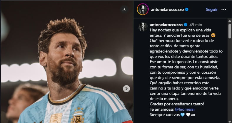 El sentido posteo de Antonela Roccuzzo en Instagram