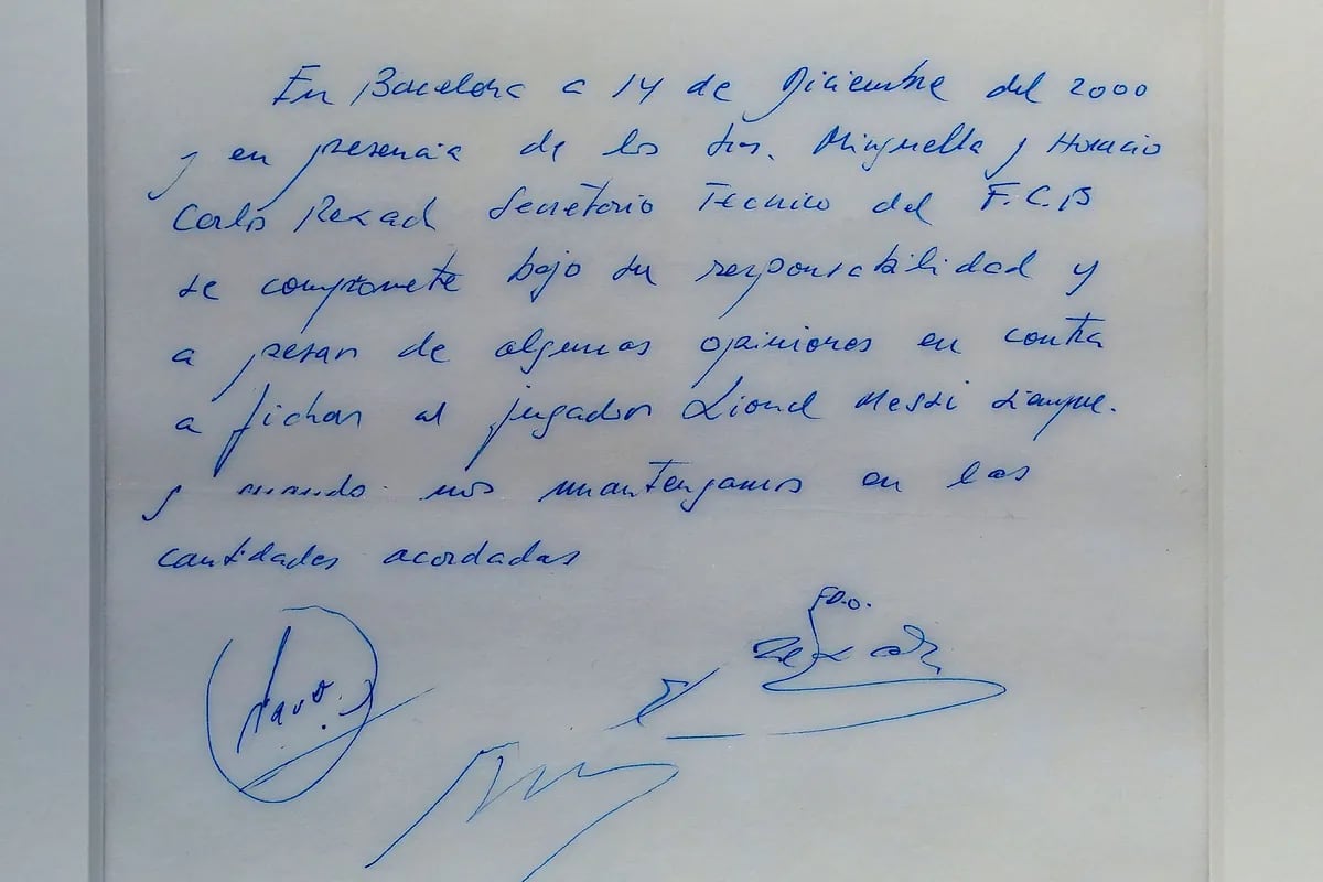 La insólita historia de la servilleta en la que Jorge Messi y el Barcelona firmaron el primer contrato de Lionel Messi
