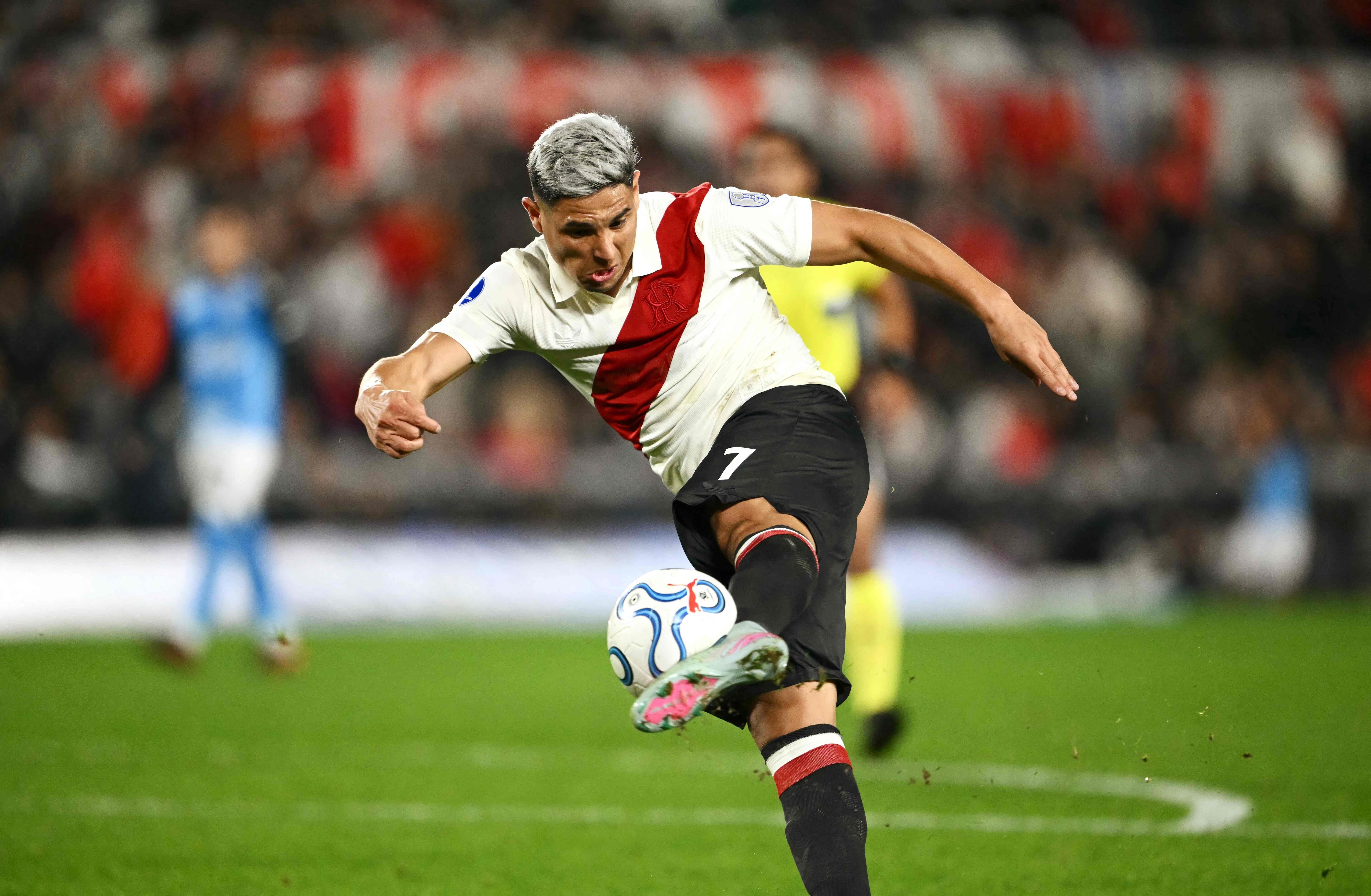 Maxi Salas, en un partido de River ante Blooming por la Copa Sudamericana