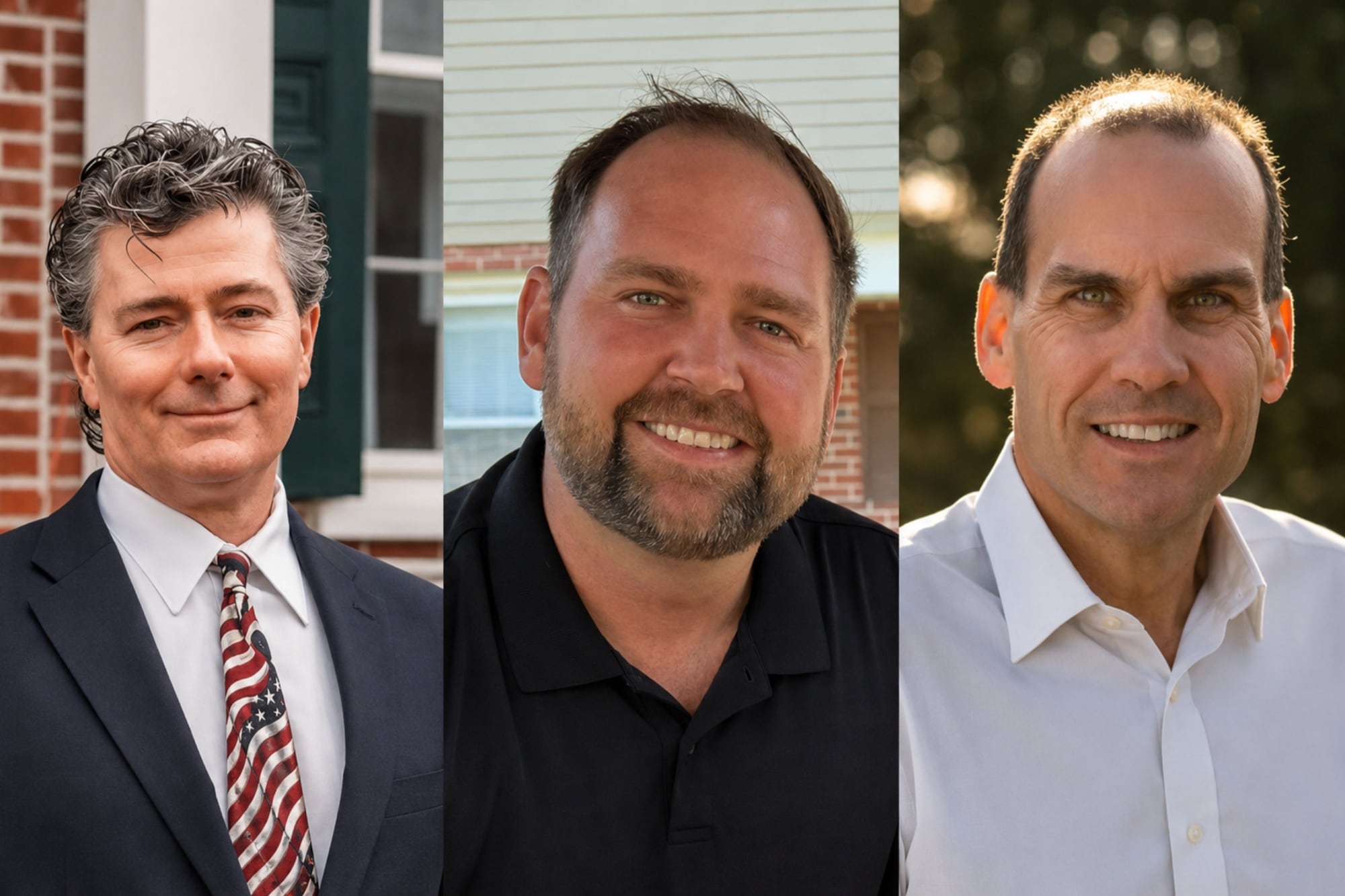 Resultados de las elecciones en Nueva Jersey: quién ganó las primarias y los candidatos oficiales que van a “midterm” De izquierda a derecha: Justin Murphy, ganador de la primaria republicana para el Senado de Estados Unidos en Nueva Jersey; Zack Mullock, vencedor de la primaria demócrata para el Distrito 2 de la Cámara de Representantes; y Michael McGuire, ganador de la primaria republicana para el Distrito 3 de la Cámara de Representantes en Nueva Jersey.