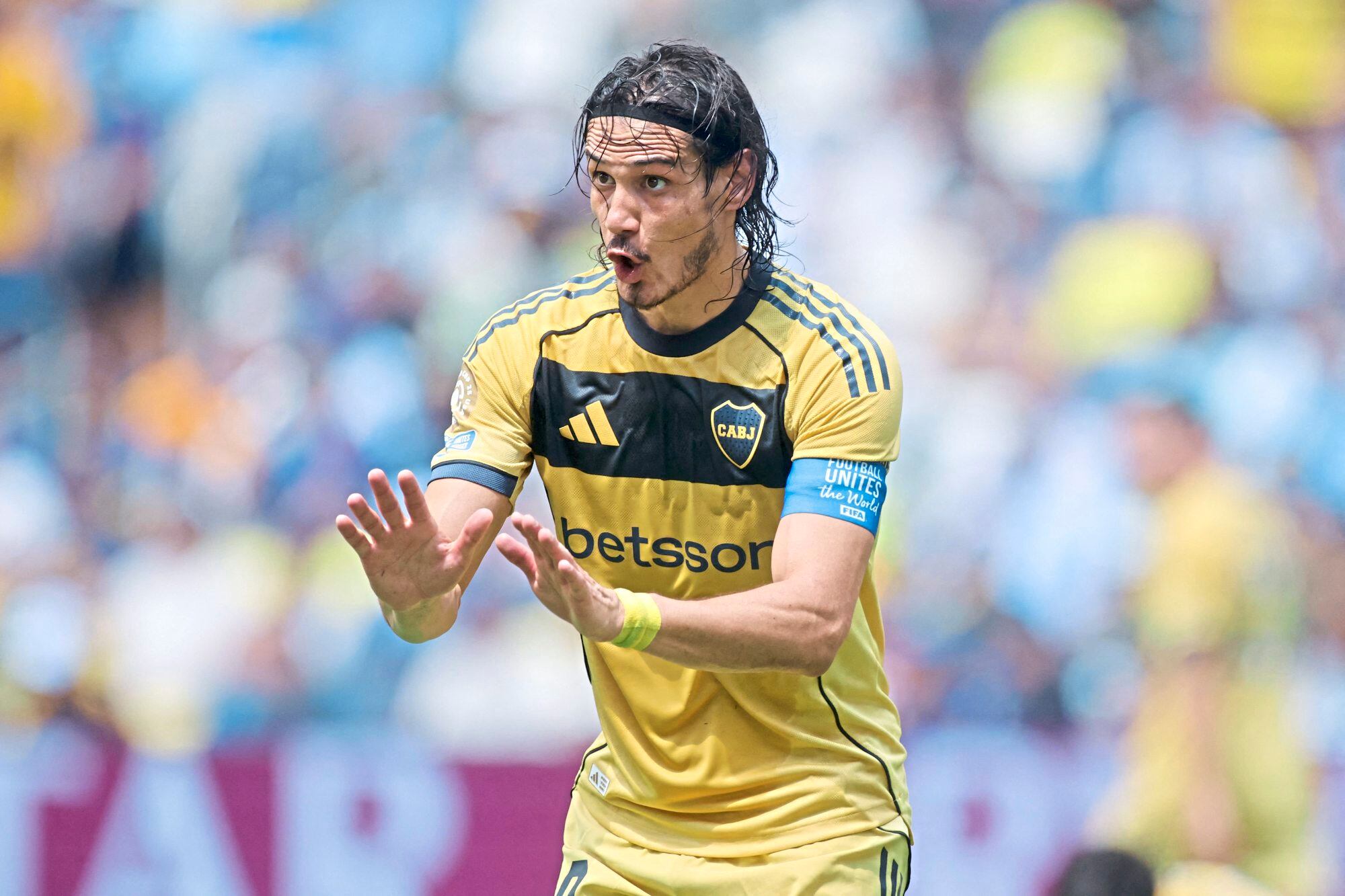 El uruguayo Edinson Cavani, durante el partido entre Boca y Auckland City, por el Mundial de Clubes