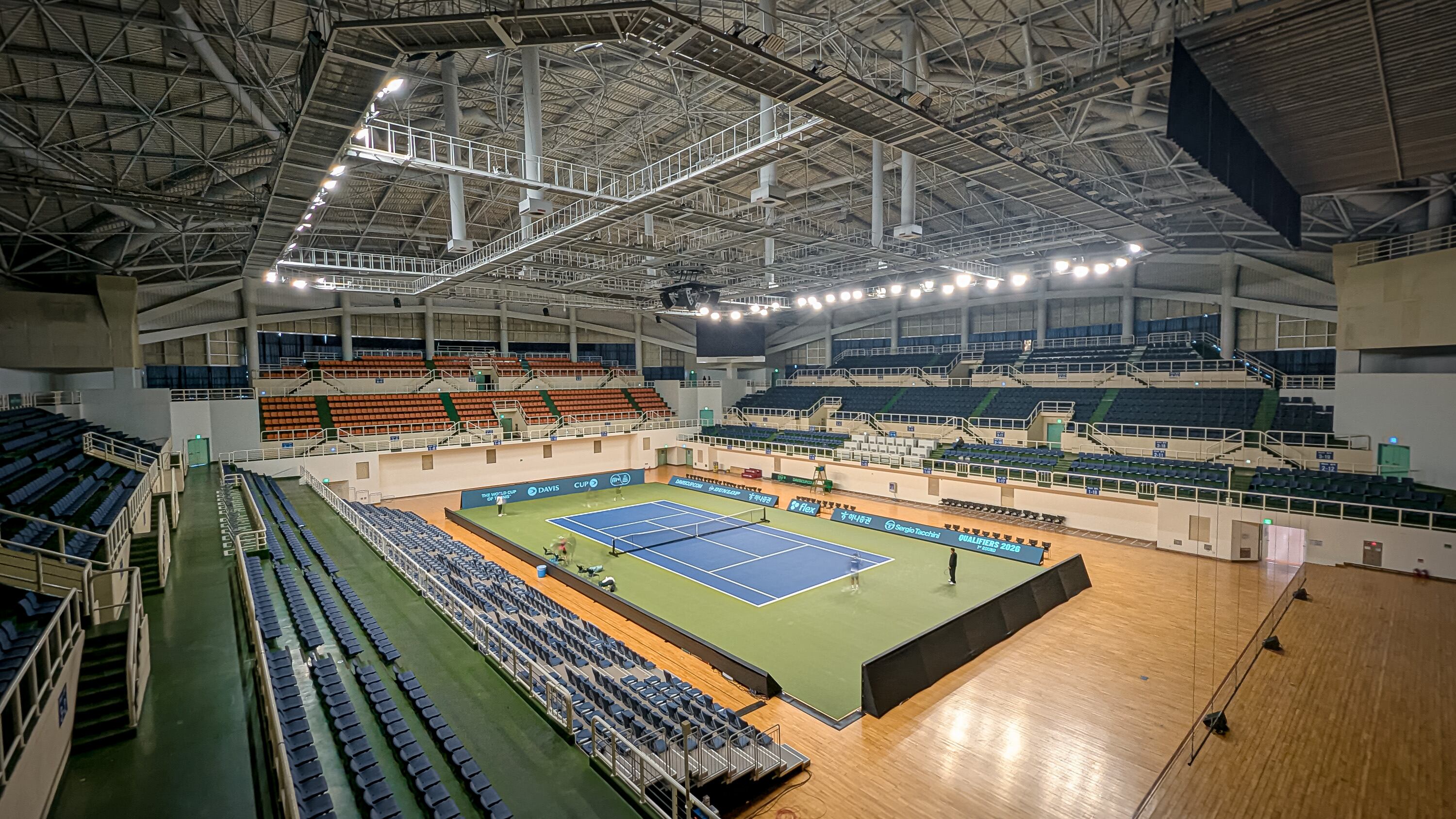 El Gijang Gymnasium, el estadio donde jugarán Argentina y Corea del Sur, por la primera ronda de los Qualifiers de la Copa Davis