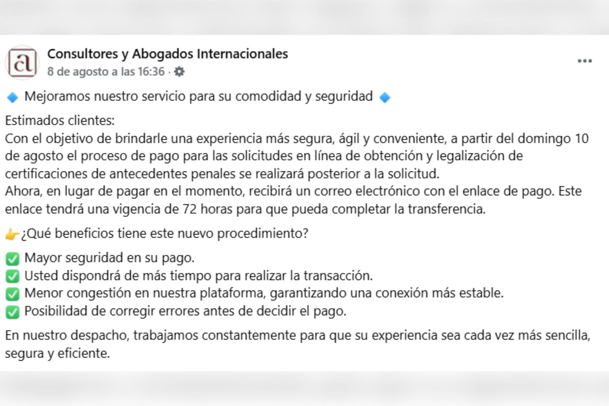 El bufete de abogados detalló las modificaciones en el trámite