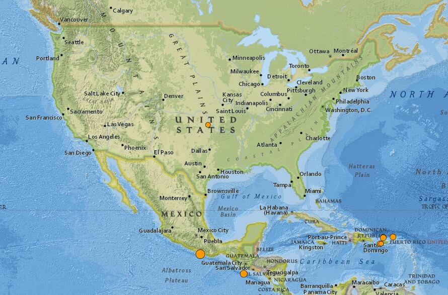 Reporte oficial de los temblores ocurridos en EE.UU. durante las últimas horas