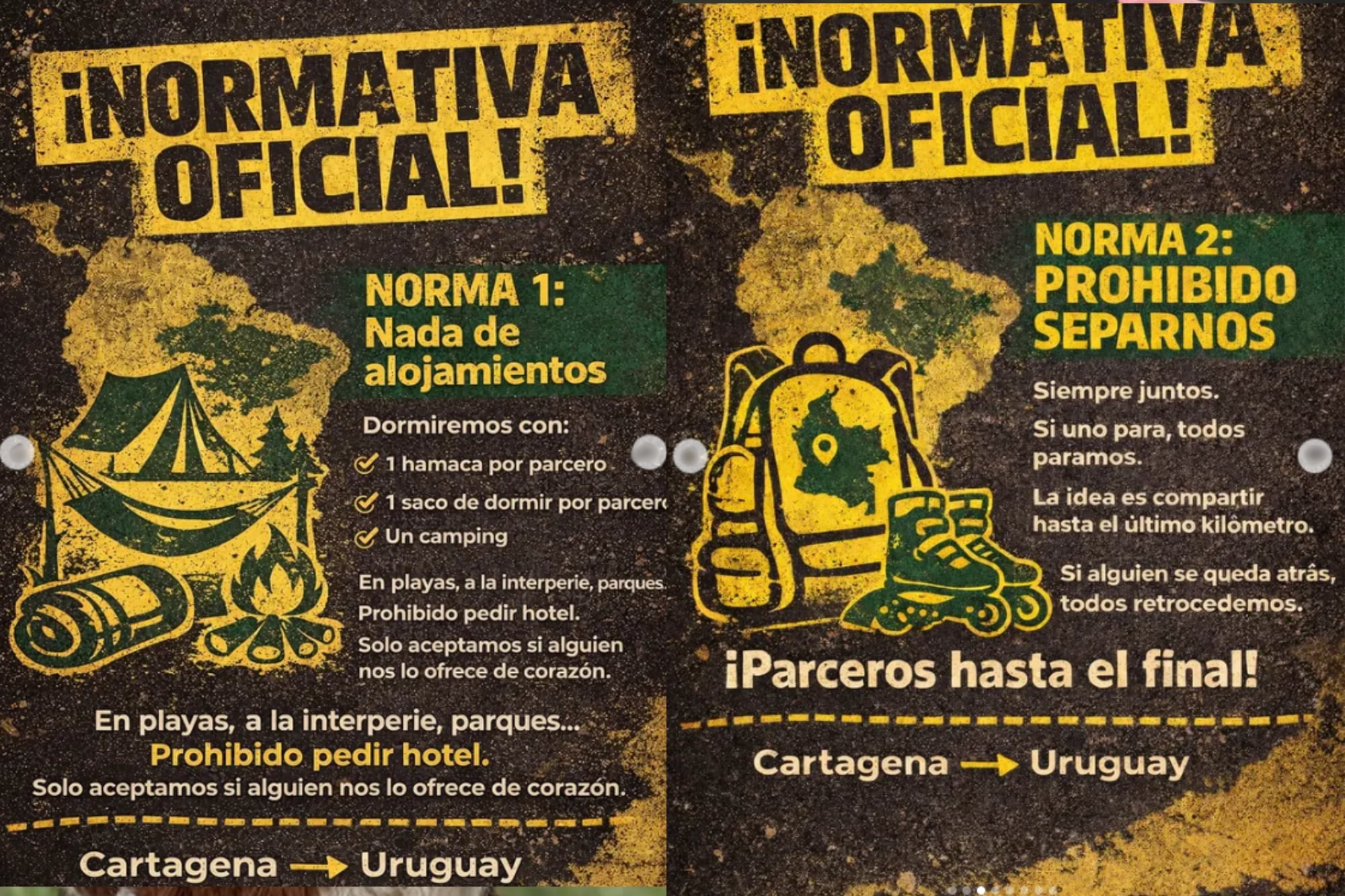 Establecieron ciertas reglas para su viaje (Foto: @parcerosmochileros)