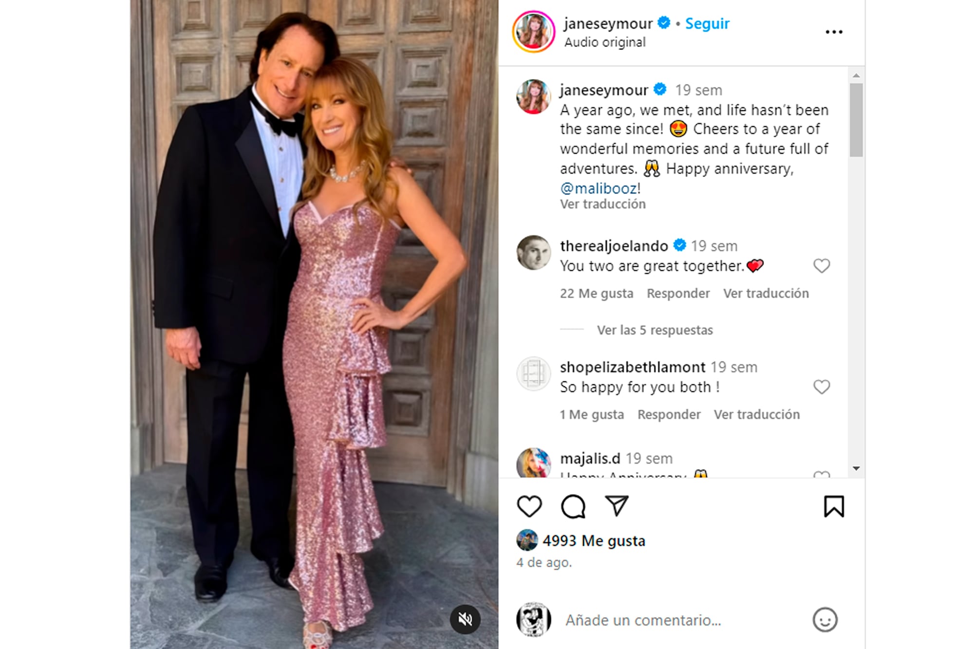 El romántico posteo de Jane Seymour