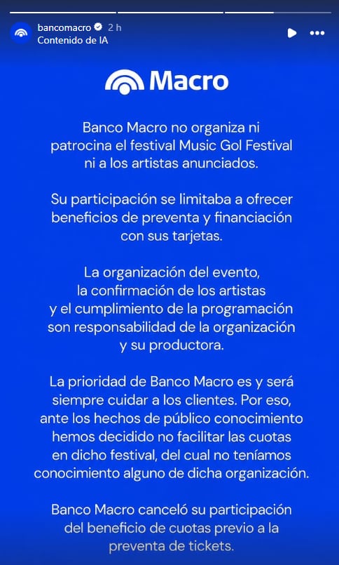 Banco Macro se bajó del evento