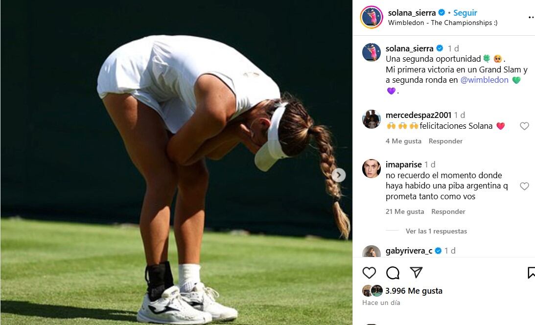 El posteo emotivo de Solana Sierra