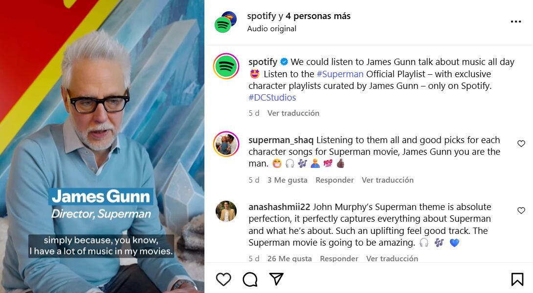 El director presentó las playlists a través de Instagram