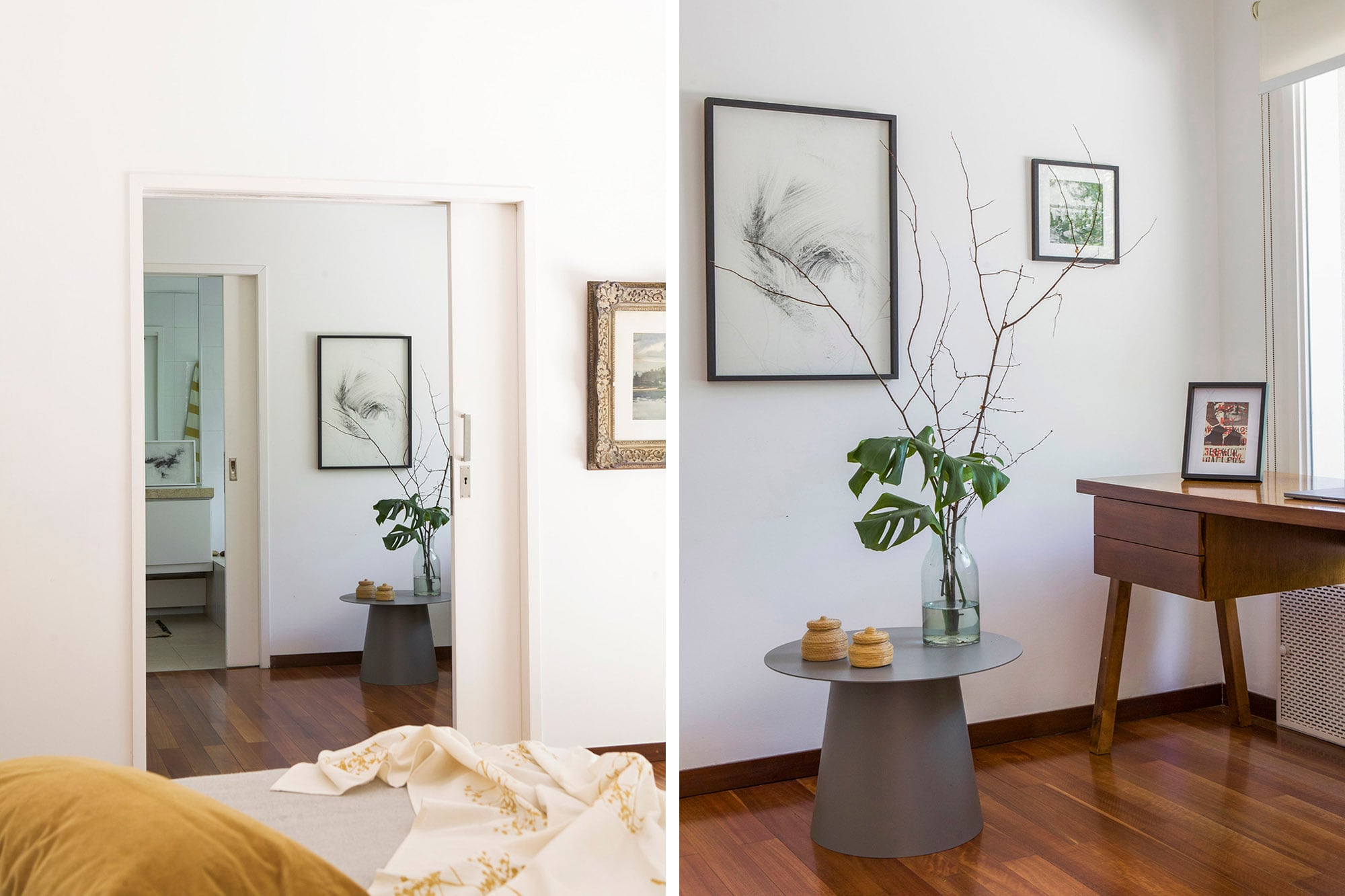 En el escritorio, mesa (Cúmulo) y obra de Lucila Sampayo.