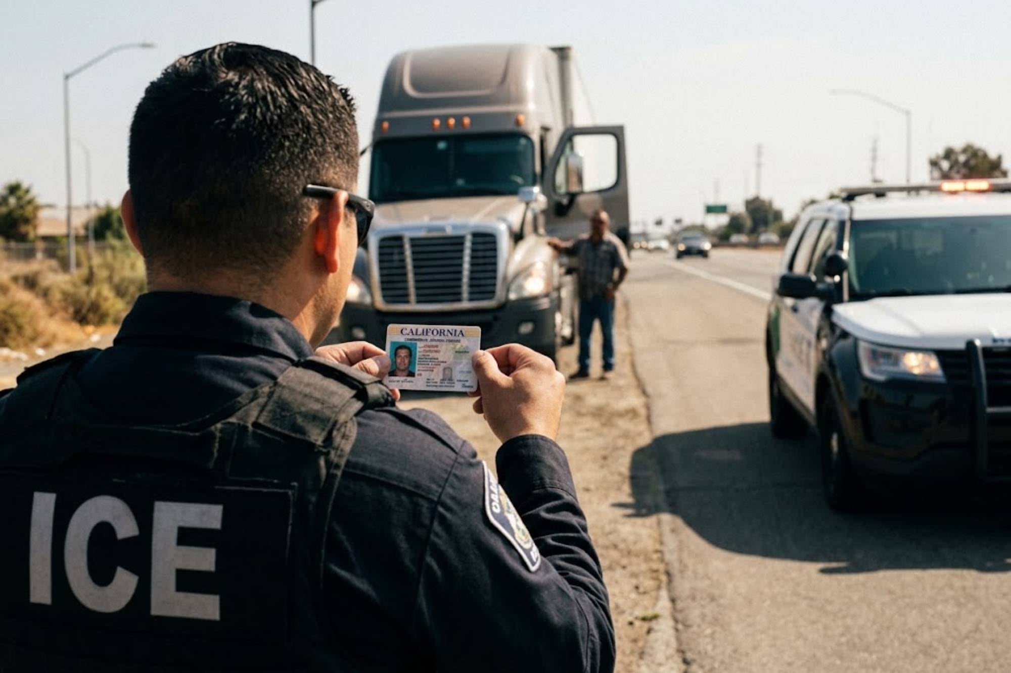 Agentes del ICE en un operativo migratorio dirigido especialmente contra camioneros (Archivo)
