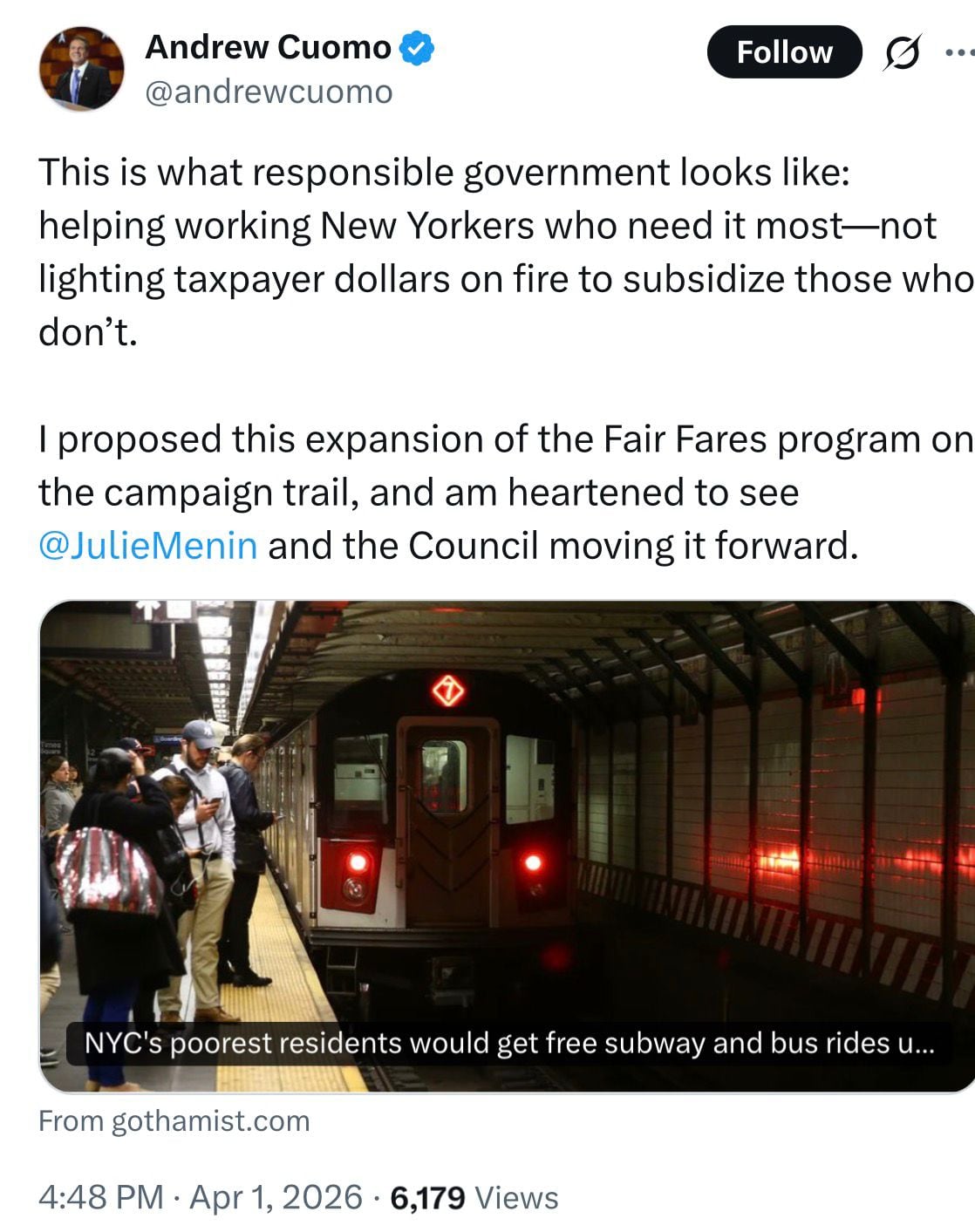 Cuomo se diferenció de Mamdani