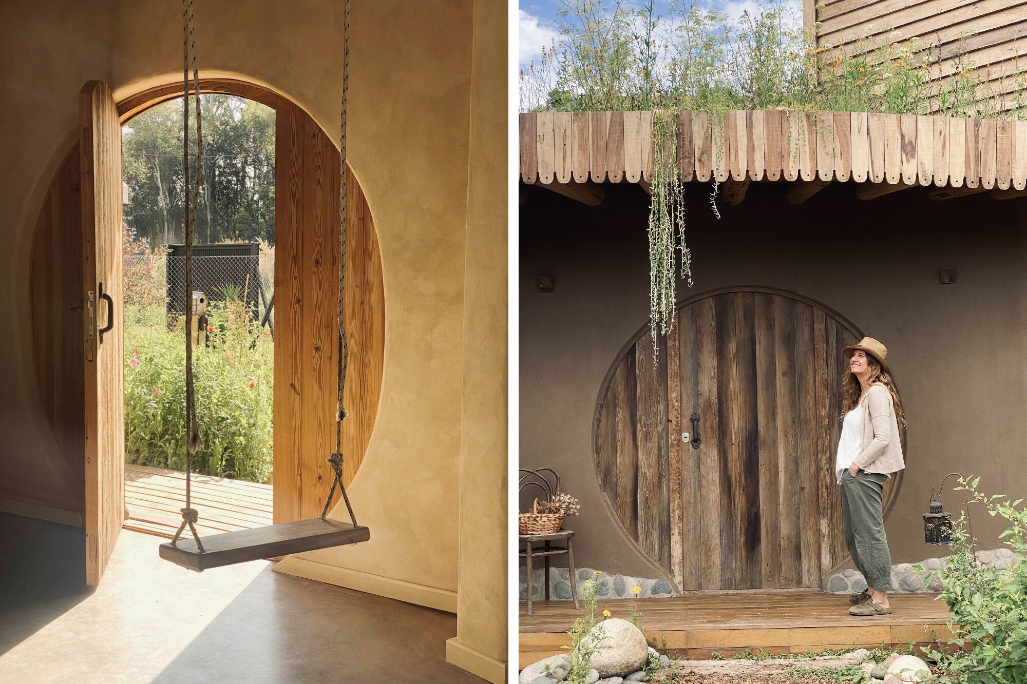 Virginia, frente a la soñada puerta redonda.