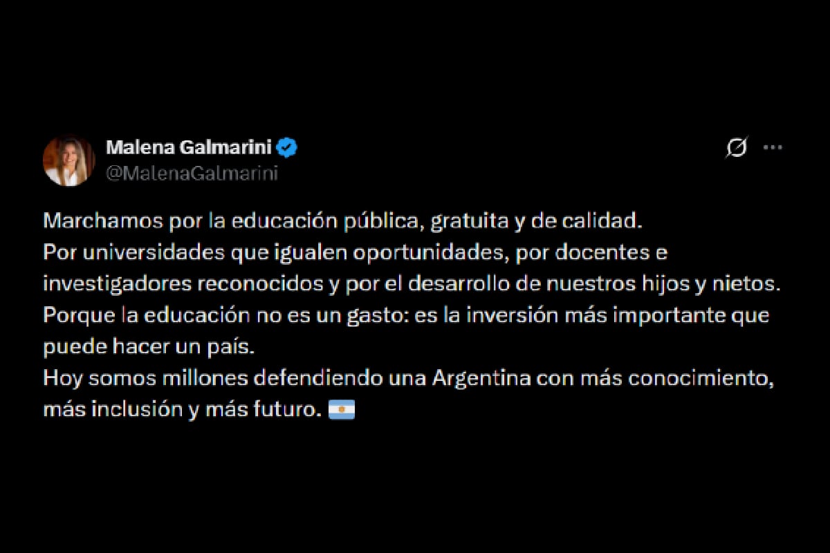 El posteo de Malena Galmarini sobre la marcha universitaria a Plaza de Mayo