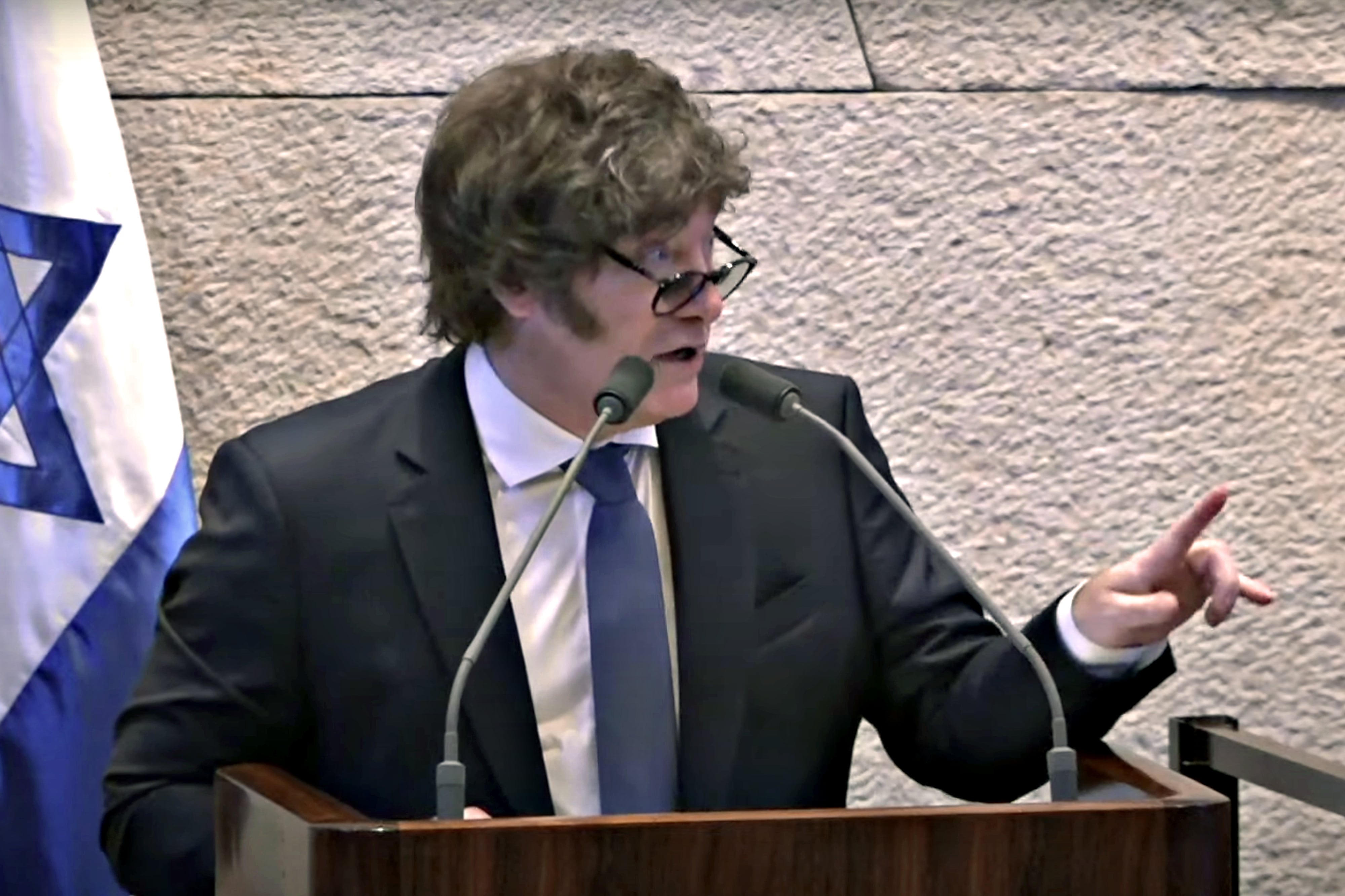El presidente Javier Milei en el parlamento de Israel