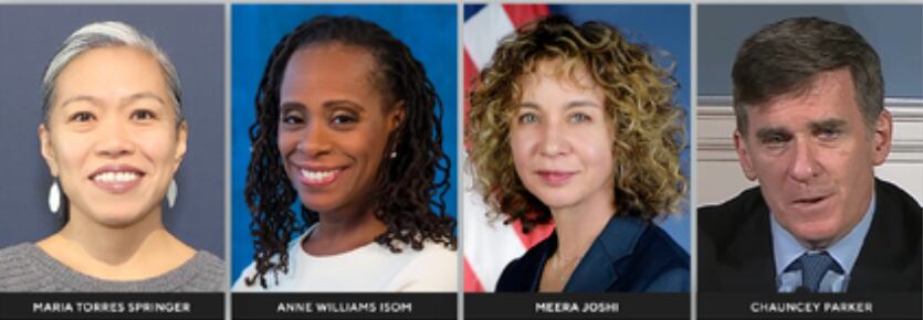 Los vicealcaldes que presentaron su renuncia son: María Torres-Springer, Desarrollo Económico; Meera Joshi, Operaciones; Anne Williams-Isom, Salud y Servicios Humanos; Chauncey Parker, Seguridad Pública