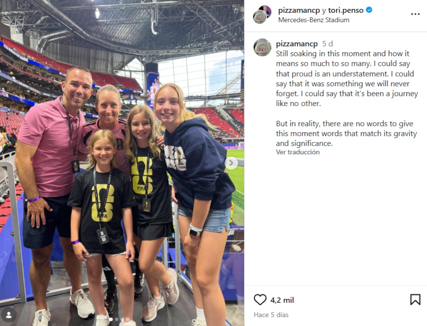 La familia le dedicó un tierno posteo a Tori por su logro de llegar al Mundial