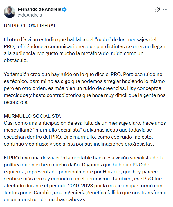 Parte del extenso posteo del exlegislador porteño