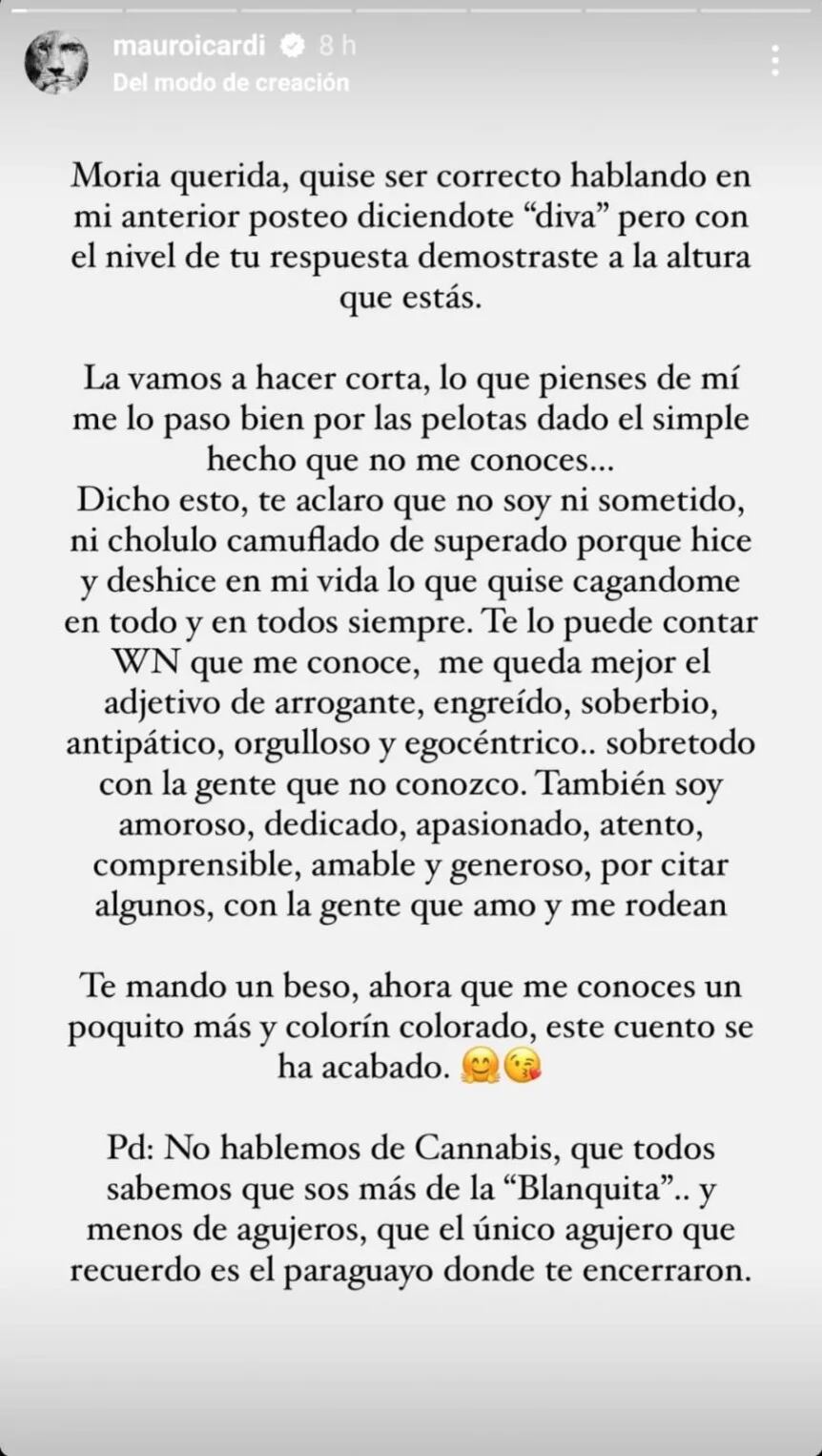 El mensaje de Mauro Icardi a Moria Casán
