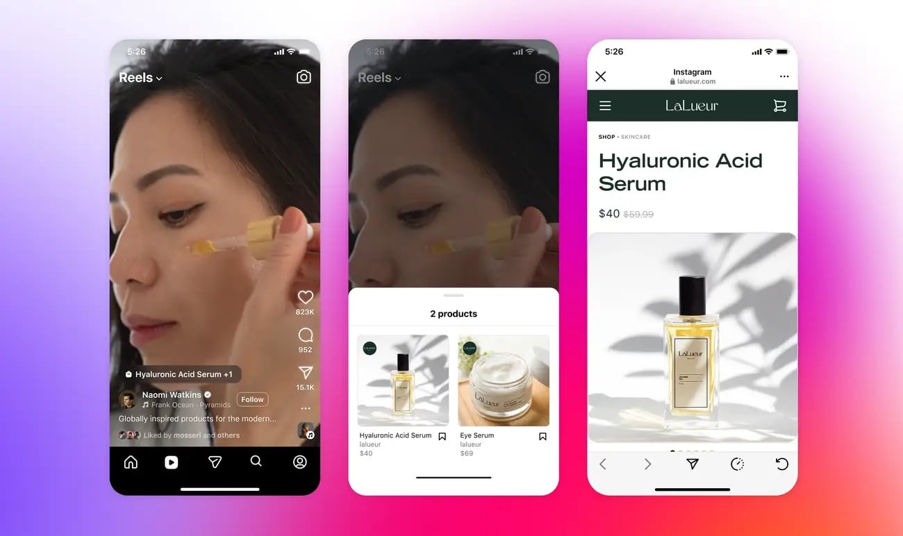 Los creadores de contenido podrán sumar enlaces de compra directa en sus reels de Instagram o Facebook