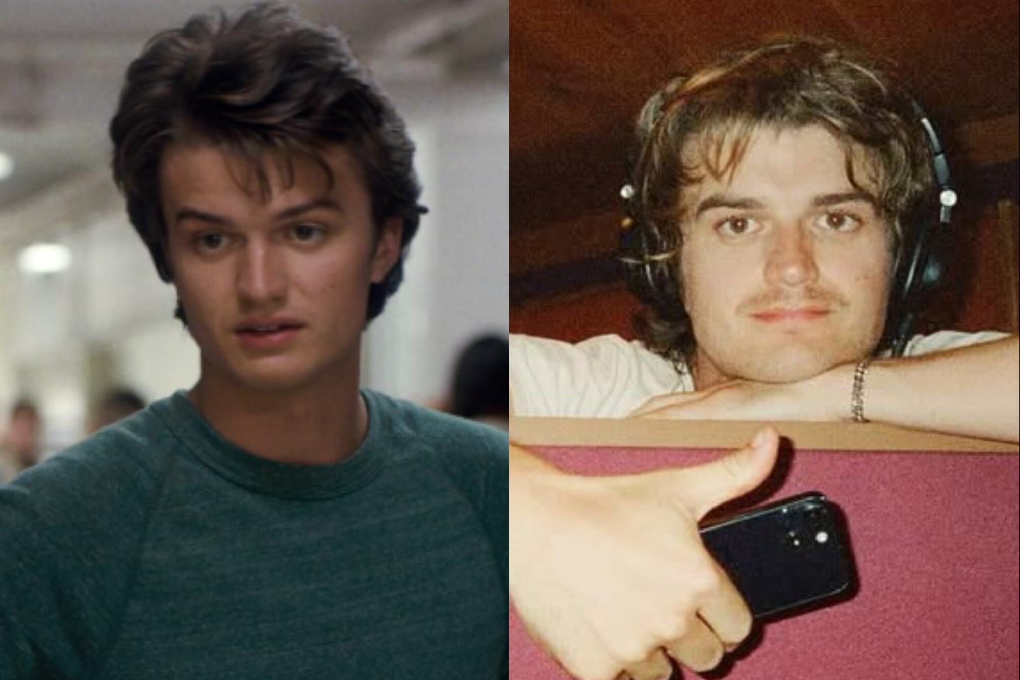 Steve Harrington como Joe Keery en la primera temporada de Stranger Things; hoy el músico tiene 33 años (Foto: Netflix / Instagram @djotime)