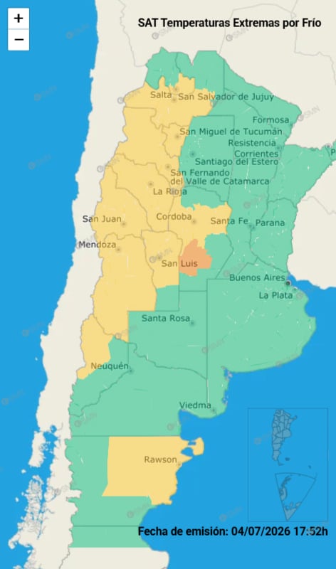 Una alerta por frío extremo alcanza a 11 distritos