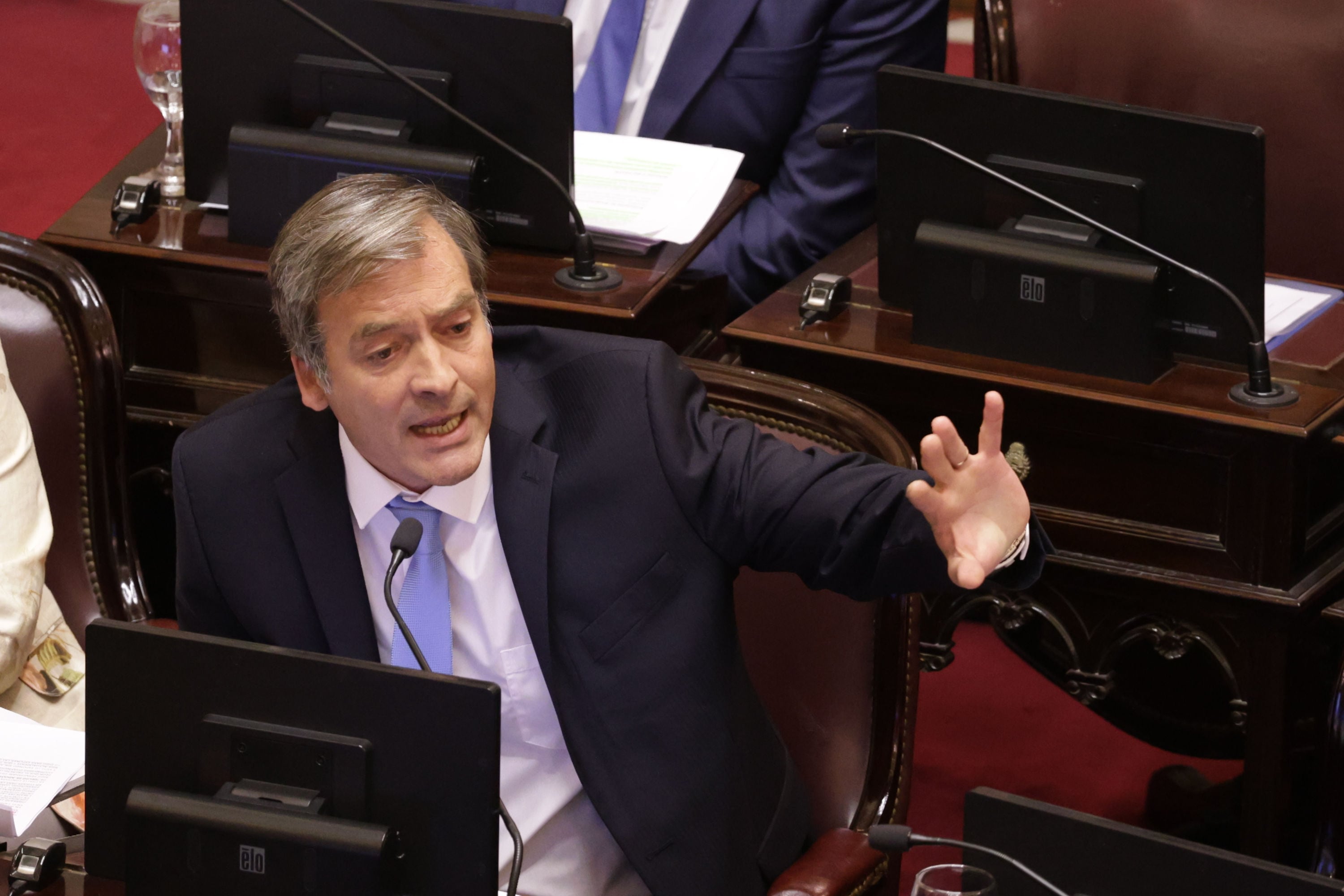El senador Martín Soria durante el debate en el Senado por la baja de edad de imputabilidad