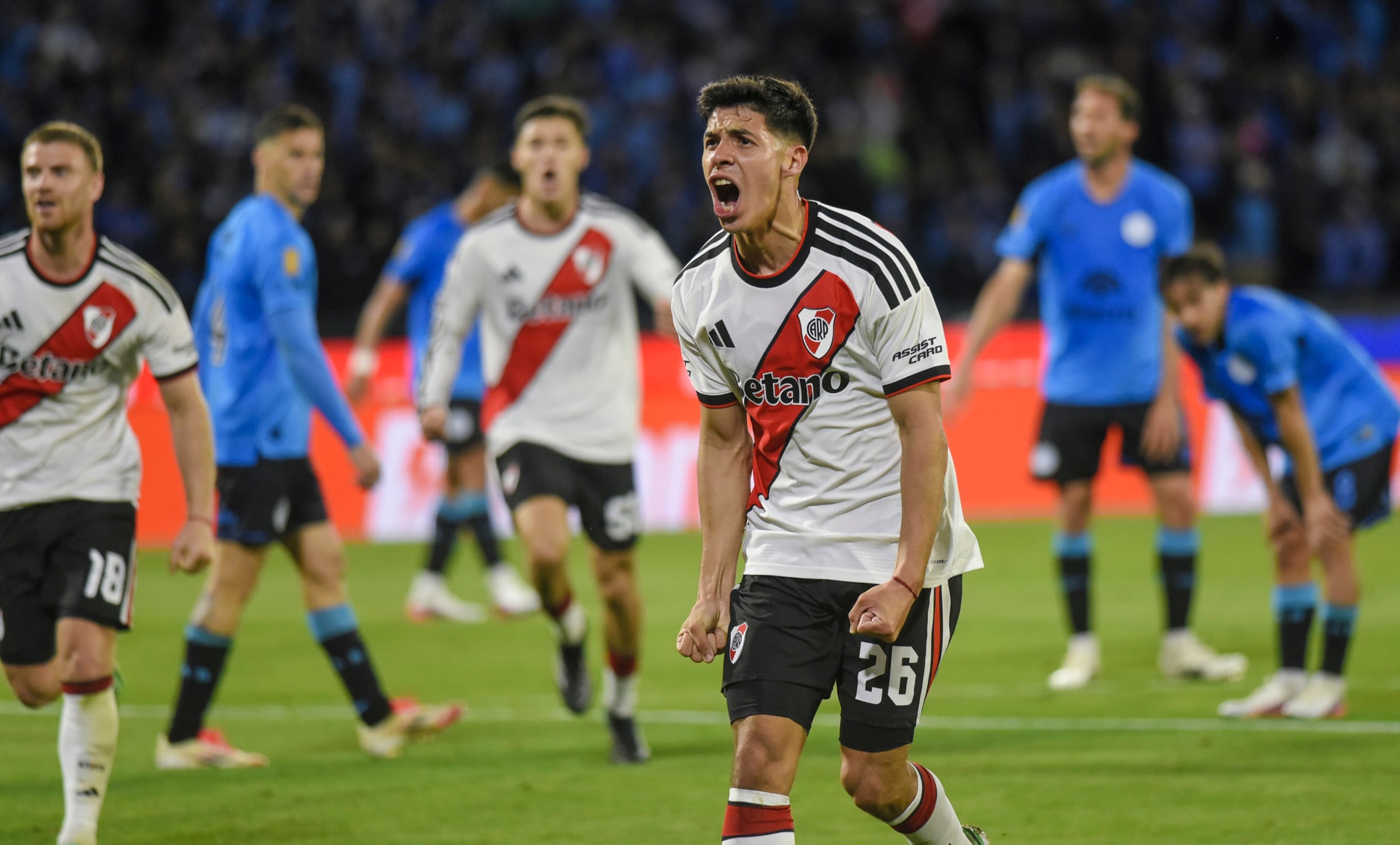 El festejo de Tomás Galván para el 1-0 de River ante Belgrano