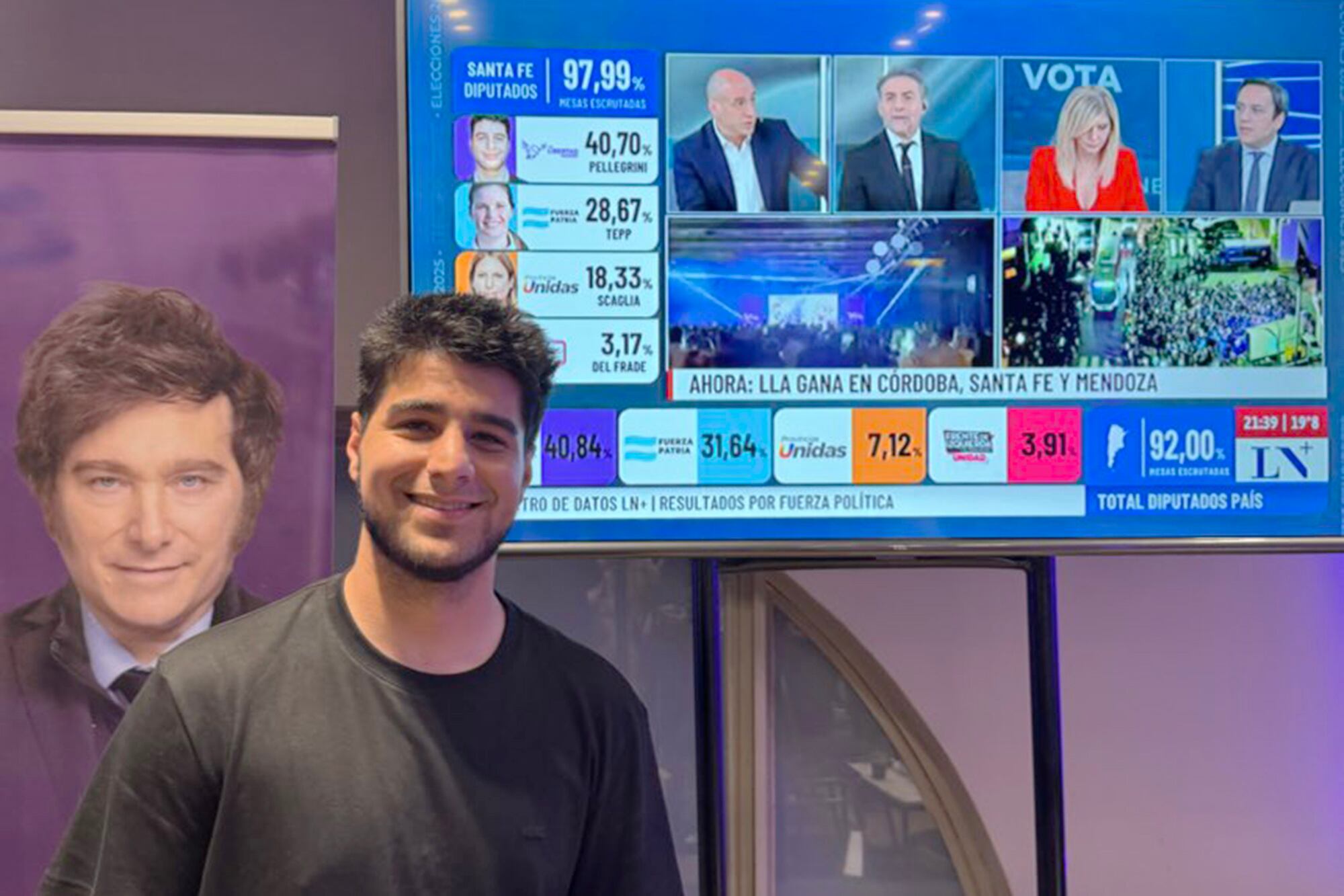 Agustín Pellegrini en el bunker de LLA en Santa Fe