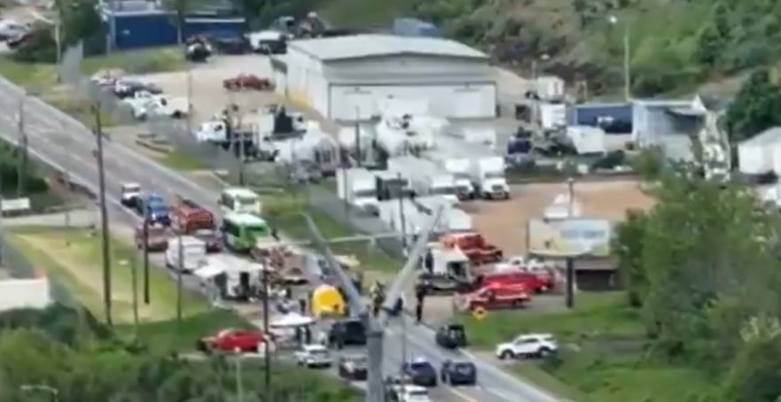 Una vista panorámica de la planta donde se produjo la fuga