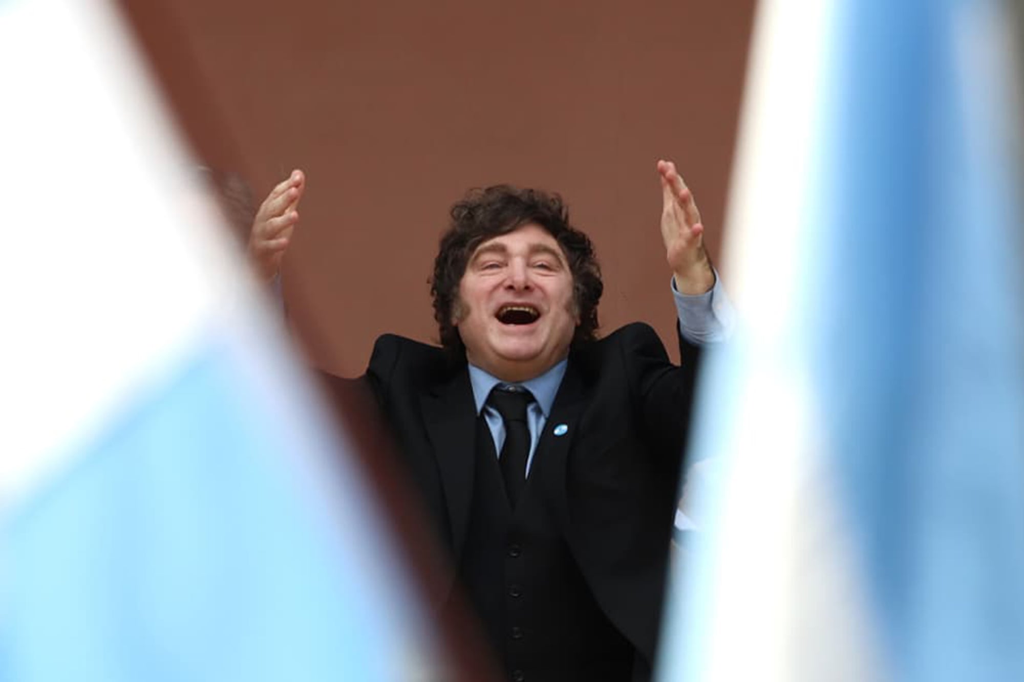 Javier Milei, en el balcón de la Casa Rosada