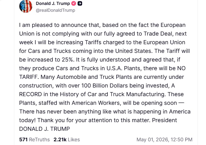 Posteo de Trump