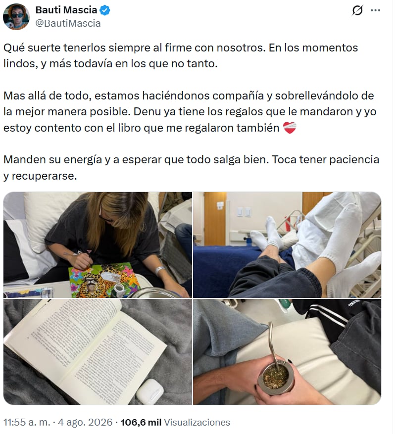 Bautista Mascia y un emotivo posteo para su novia (Foto: X/@BautiMascia)