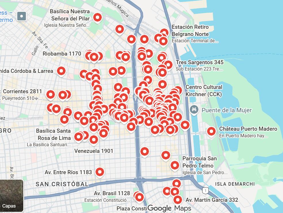 Adriana identificó las cúpulas en el mapa