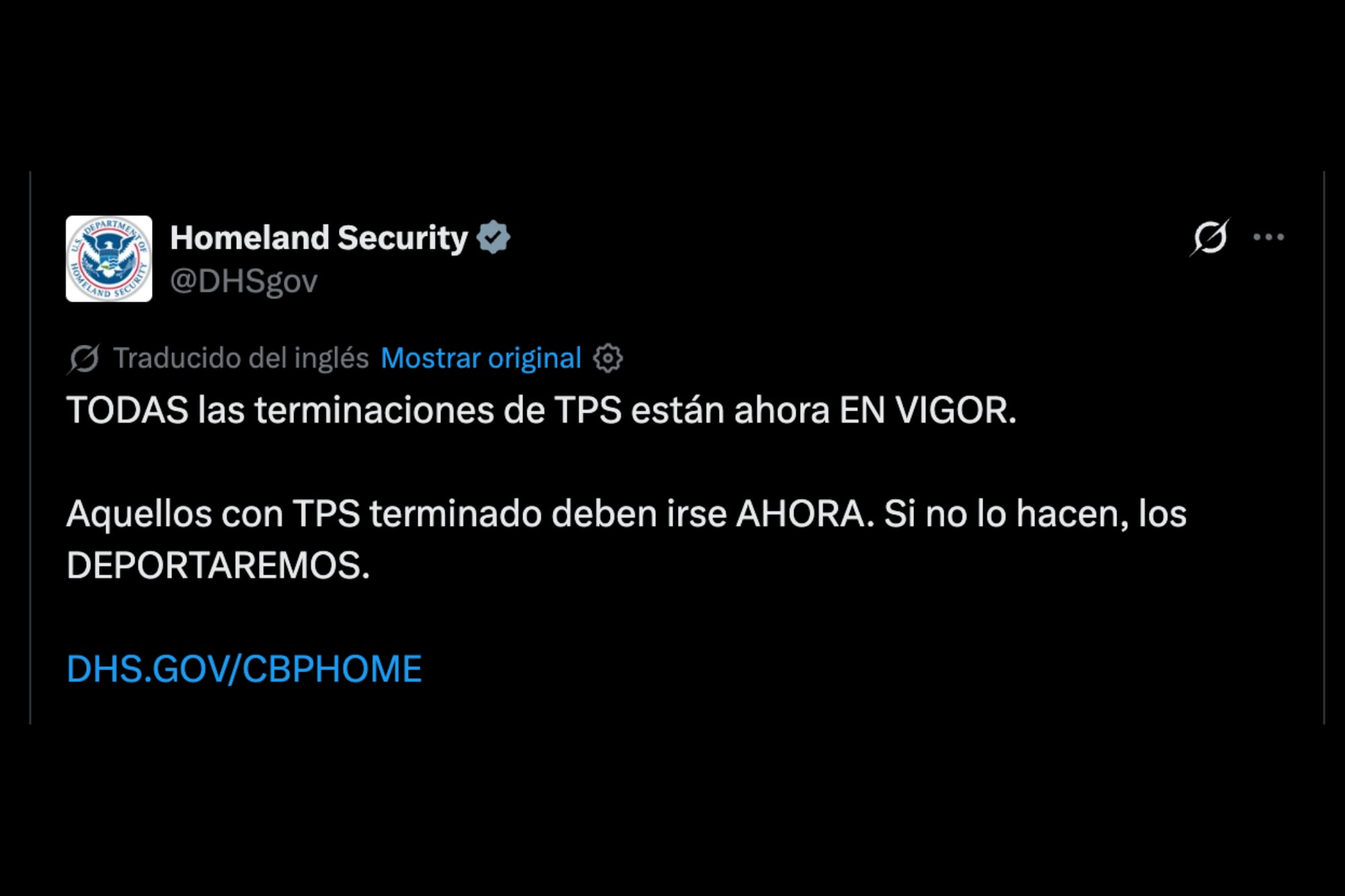 El DHS dijo a los migrantes con TPS finalizado que abandonen EE.UU.