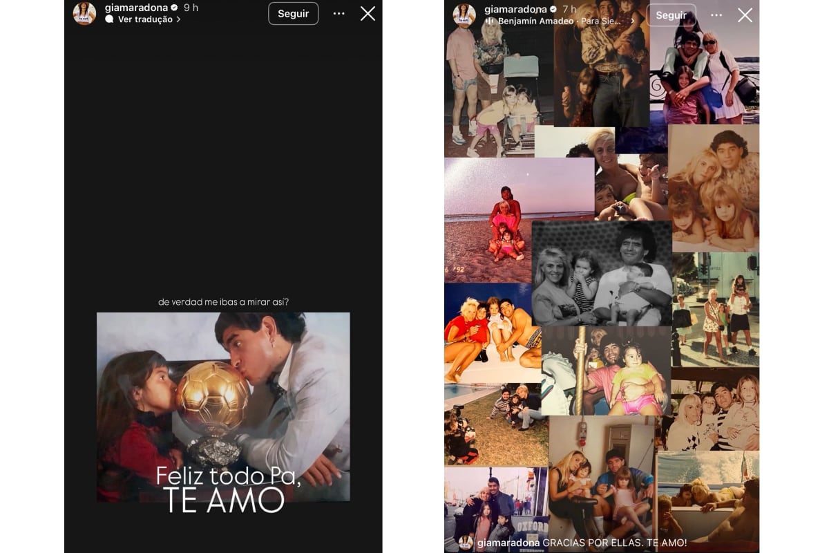 Las historias que compartió Gianinna Maradona en Instagram por el cumpleaños de su papá