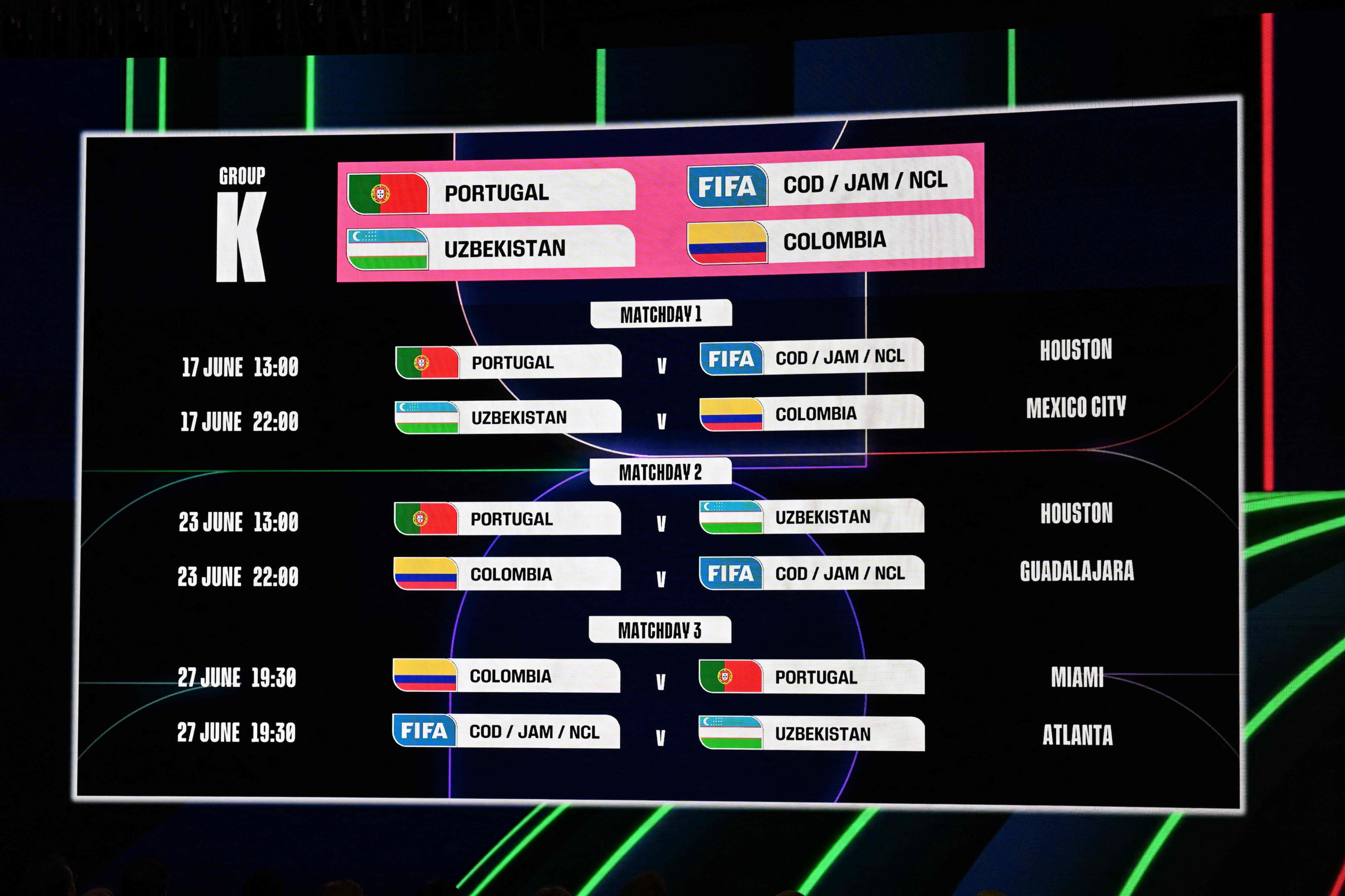 El calendario de Colombia en el Grupo K del Mundial 2026