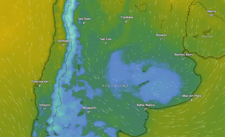 Hay alerta amarilla por frío extremo y vientos fuertes para este domingo 14 de junio: las provincias afectadas