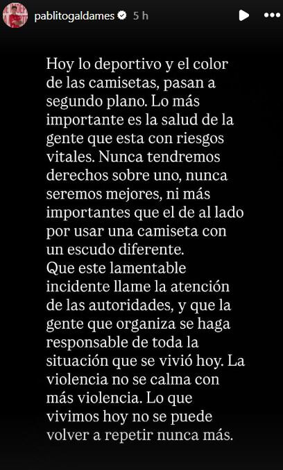 Pablo Galdames se sumó a las palabras de su coterráneo Loyola