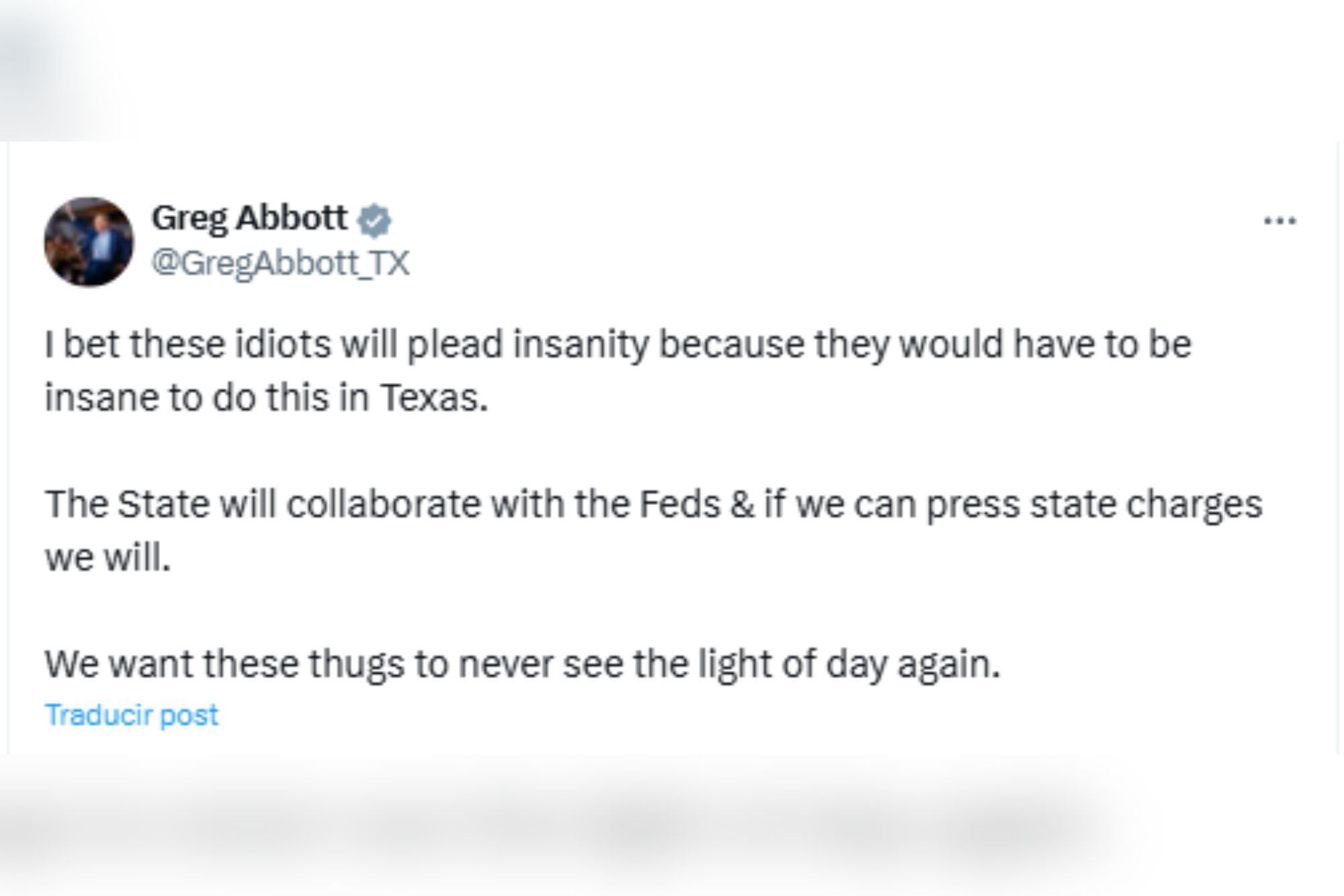 El comunicado del líder estatal tras la detención de al menos 10 personas en Texas