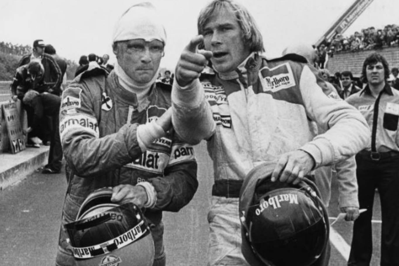 Niki Laudo junto a su gran rival en la Fórmula 1, James Hunt