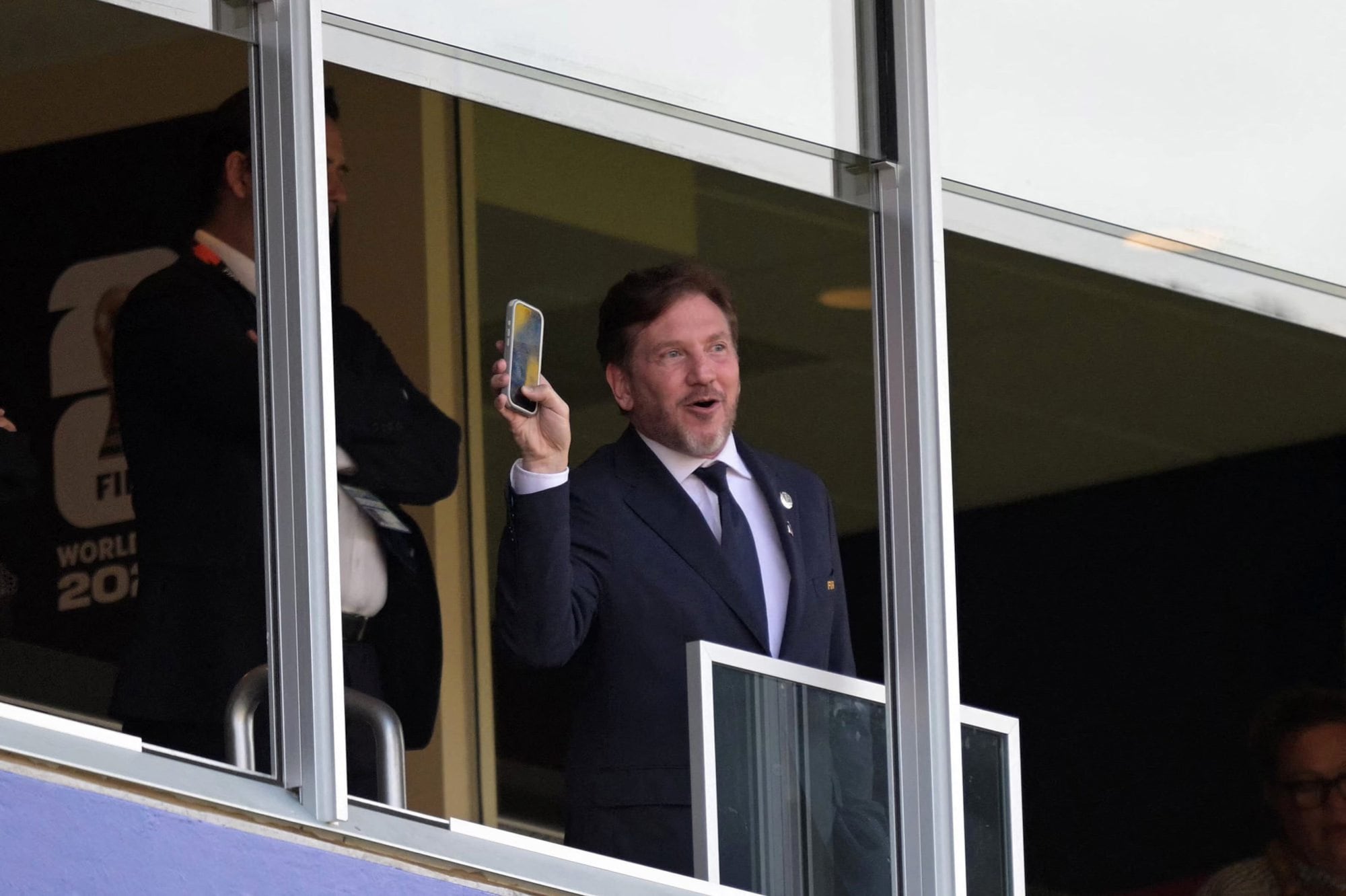 El presidente de la Conmebol, Alejandro Domínguez, en un palco en uno de los partidos del último Mundial