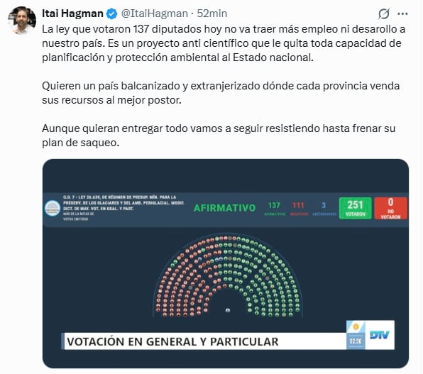 El posteo de Itai Hagman