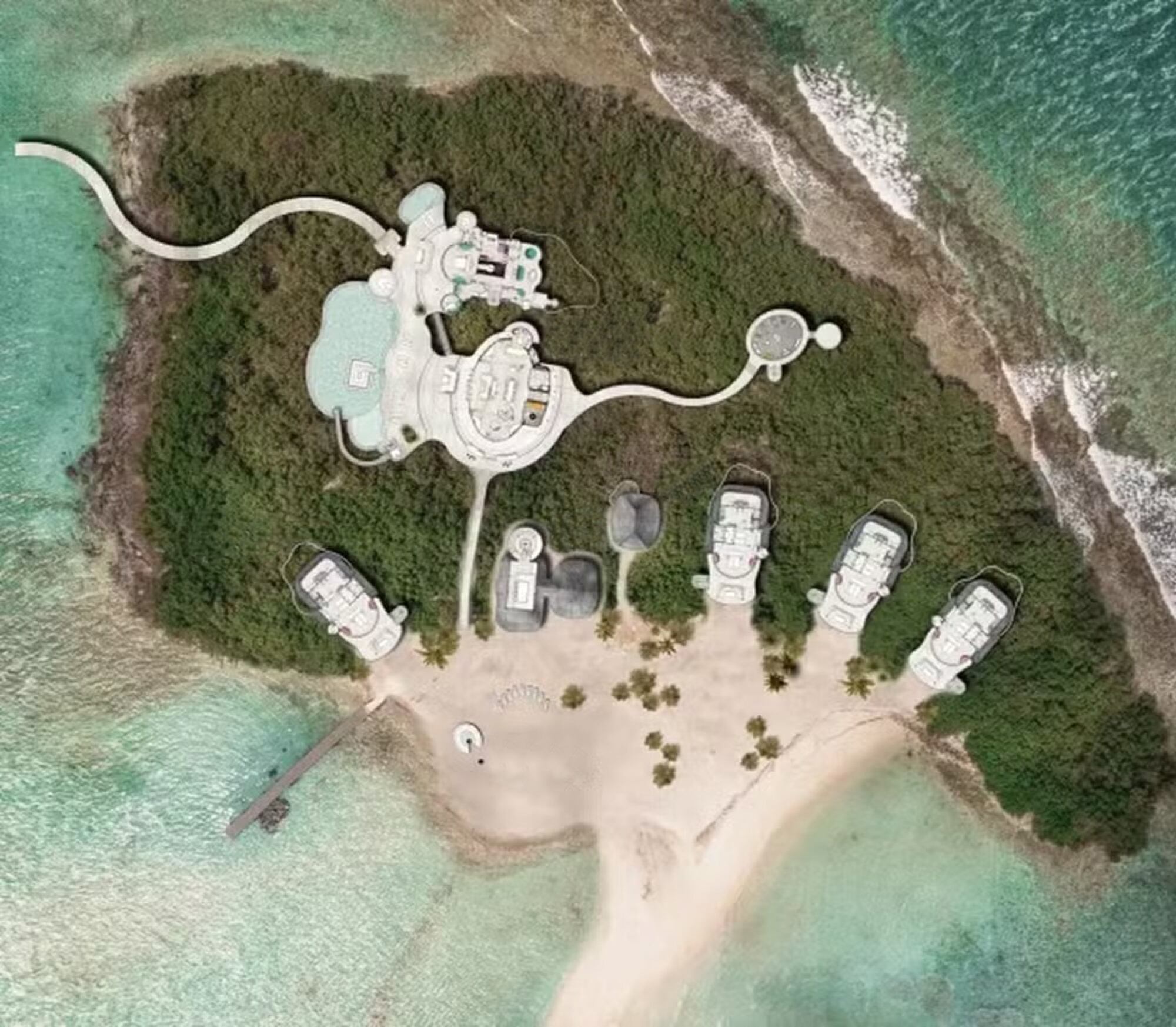 Vista aérea de la isla que está a la venta