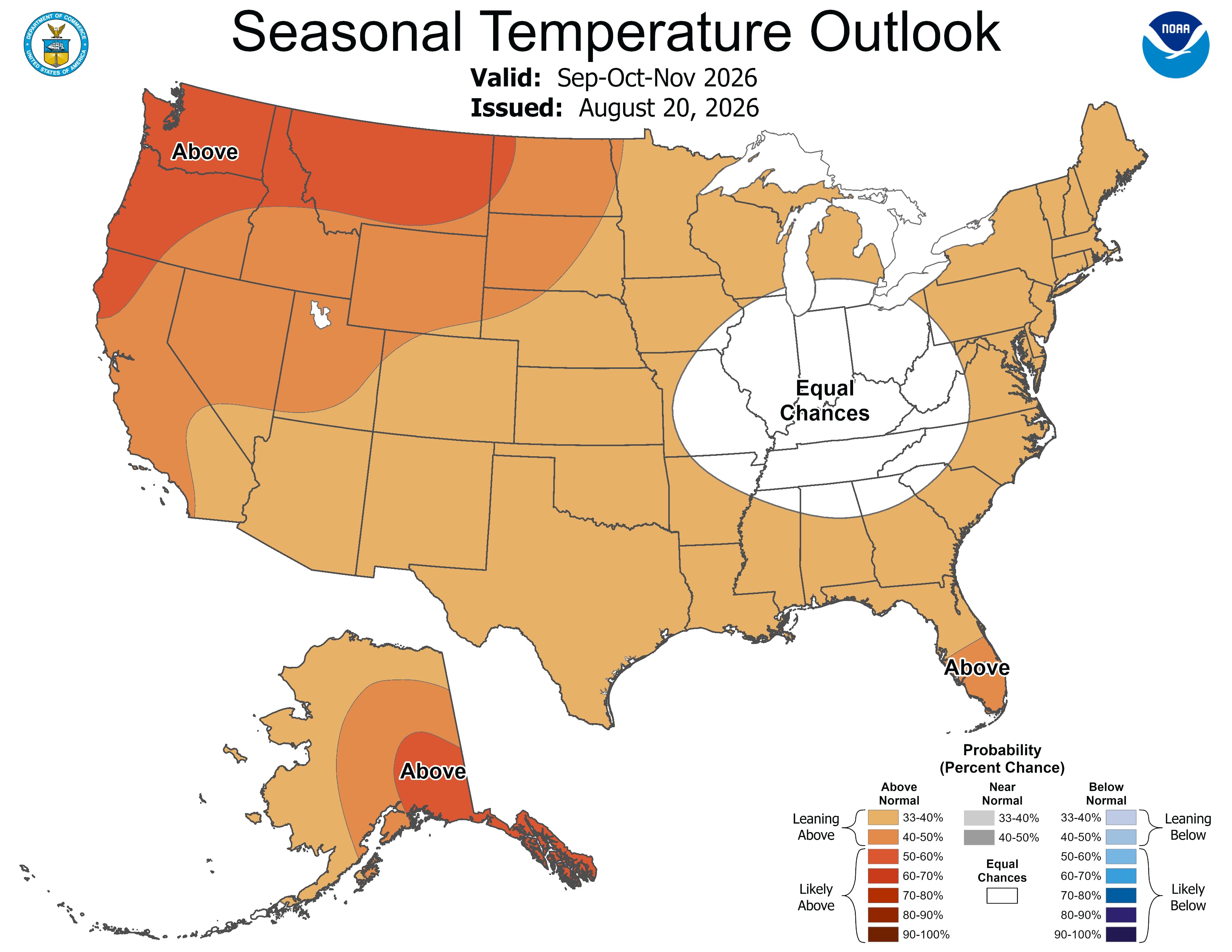 Temperaturas esperadas los próximos tres meses como consecuencia de El Niño
