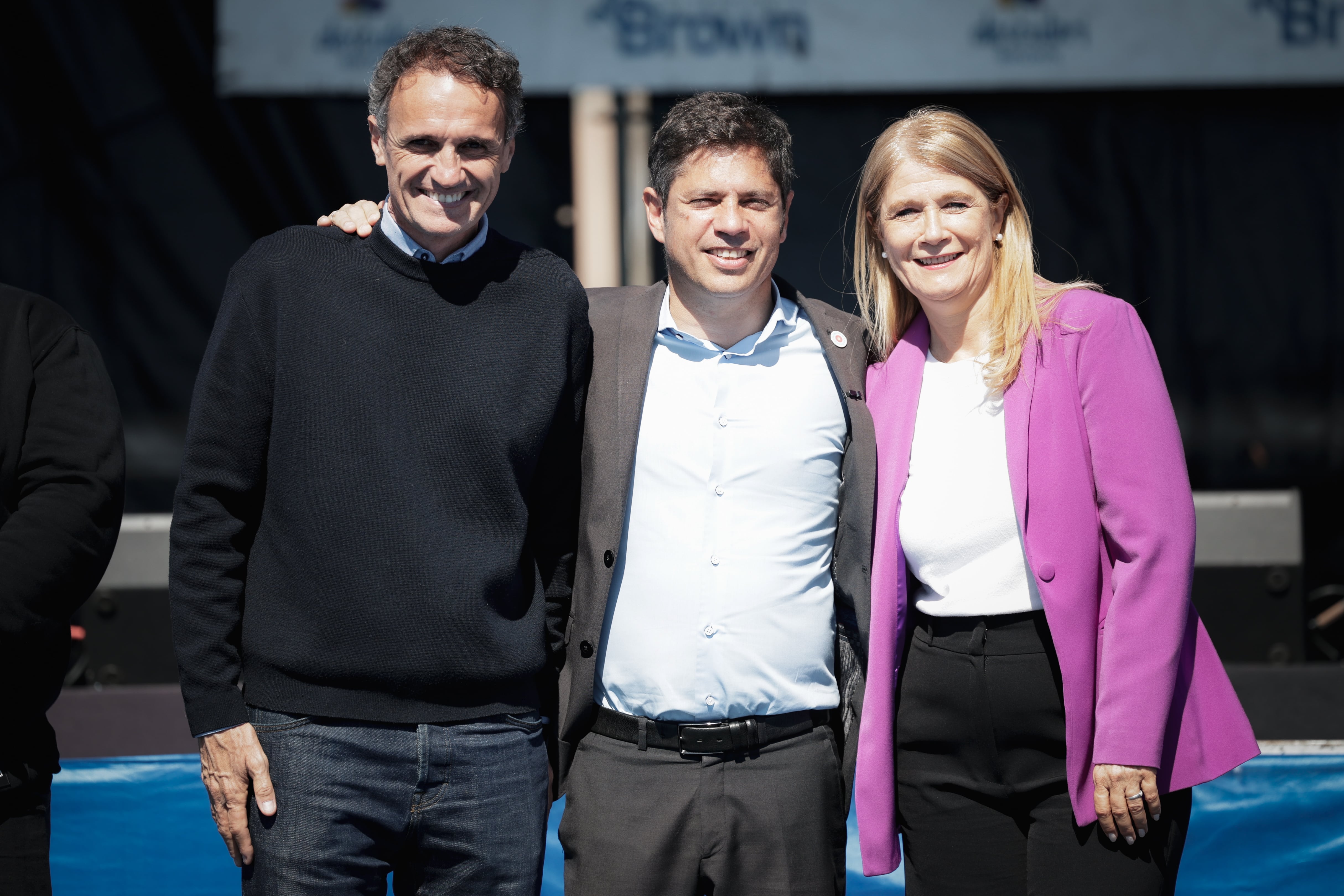 El gobernador Axel Kicillof, junto a sus candidatos Gabriel Katopodis y Verónica Magario