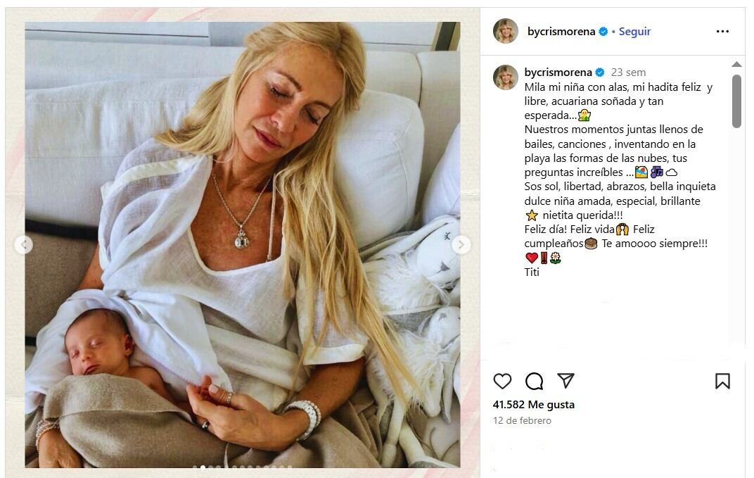 Cris Morena often expressed her love and affection for her grandchildren